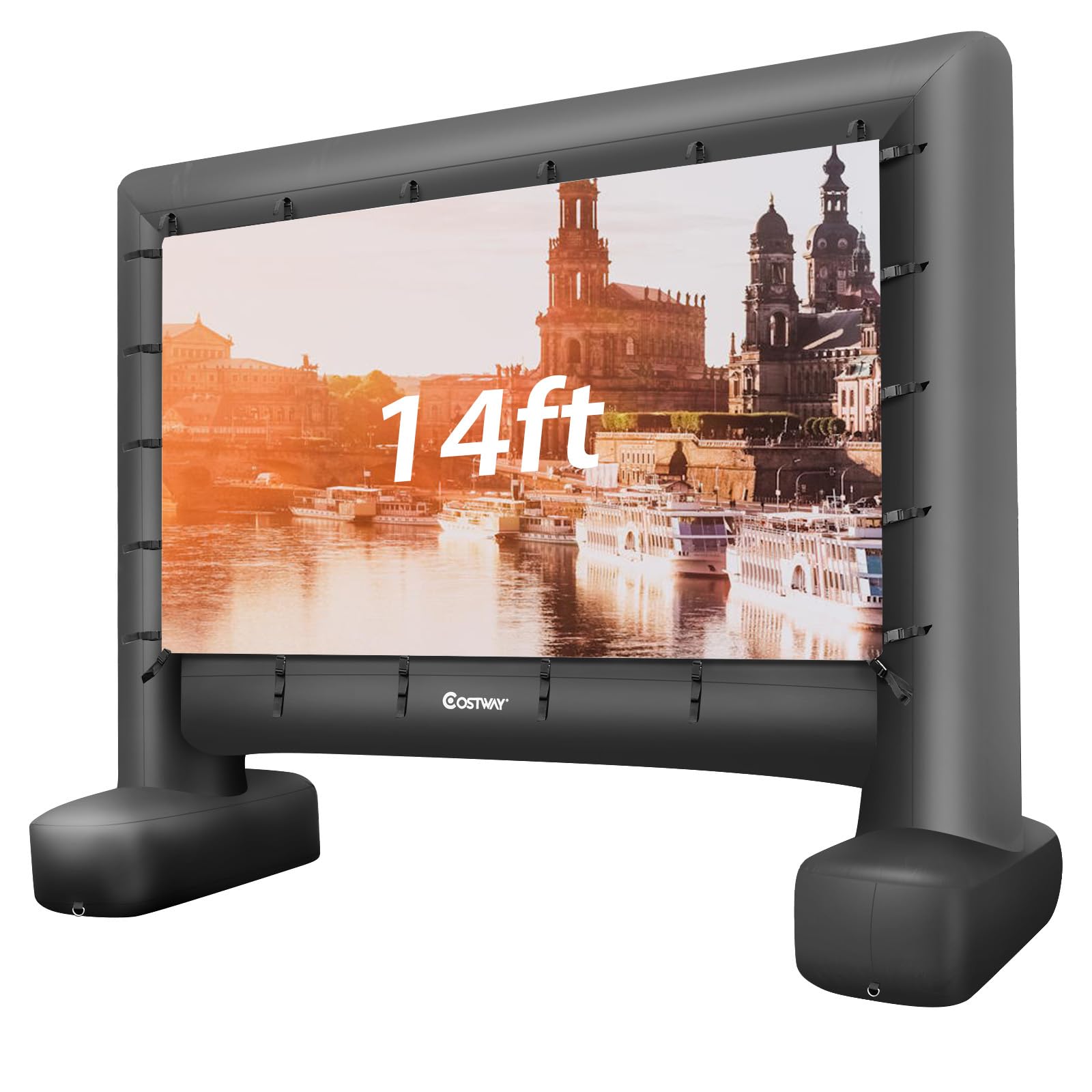 Tangkula Inflatable Projector Screen, Blow Up Mega Movie Screen with Air Blower